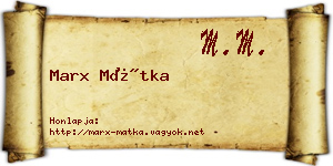Marx Mátka névjegykártya